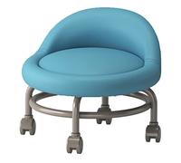 XFParts Taburete Enrollable con Soporte Trasero enrolador otomano con Ruedas giratorias Asiento de reposapié de Cuero Azul para Trabajo y Empresa casera powerfully