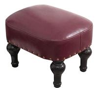 XFParts Taburete pequeño tapizado de cuero para sala de estar, reposapiés de madera para sofá, color azul, cómodo reposapiés empresarial
