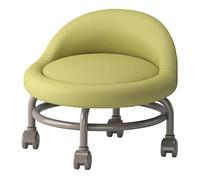 XFParts Taburete rodante portátil con Soporte Trasero del reposapiés otomano Asiento Enrollado Corto con Ruedas giratorias y PU de Color Amarillo de Cuero Empresa powerfully