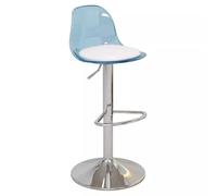 XFParts Taburetes de bar modernos de acrílico con respaldo transparente, ajustables, giratorios, tapizados, de piel sintética, con reposapiés, color azul