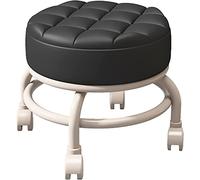 XFParts Taburetes rodantes, taburetes Bajos con Ruedas, pequeños taburetes pequeños y Bajos, taburetes Bajos con Ruedas giratorias de 360 °, Silla de Taburete de Asiento de Cuero para la Oficina