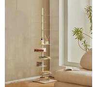XFQZJG Estantería invisible de 9 niveles, torre de libros vertical ajustable en altura, soporte giratorio para libros, fotos, obras de arte, maceta, color blanco