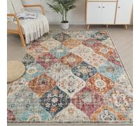 Xfrog Alfombra con Flores, Estilo Bohemio, Antideslizante, Lavable, pequeña, ultrasuave, Alfombra Antigua, para salón, Dormitorio, habitación Infantil, 120 x 160 cm