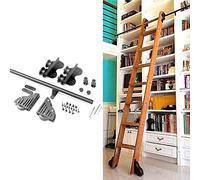 XFSHKJS Escalera Enrollable retráctil Biblioteca de Hardware Kit de Hardware de Escalera Deslizante (sin Escalera) Riel móvil de Tubo Redondo de 3.3 pies a 20 pies para el hogar/Interior/Loft