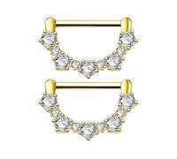 XFSRG 1 Pares 14G Piercing Pezon Body Piercing Pezon Lengua 316L Stainless Steel Nipple Shield Barbell Clicker Nipple Jewellery Conjunto de Joyería Corporal para Mujeres (Oro)