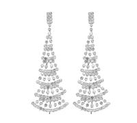 XFSRG 1 Pares de Pendientes de Navidad para Mujeres Lindo Pendientes Navideños Arbol Colgantes Hipoalergenicos para Mujeres Fiesta (Plata)