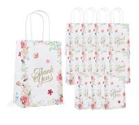 XFSRG 1 Piezas Bolsas de Regalo Flores con Asa Bolsas Papel Kraft de Cumpleaños para Niñas Embalaje de Regalo Fiestas de Cumpleaños Compras (Blanco 1)