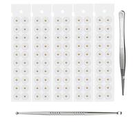 XFSRG 100 Parches Ear Seeds Kit Semillas de Acupuntura para Orejas Masaje Auriculoterapia para Adultos Relajacion Alivio Estres Sueno con Pinzas Herramienta (Oro)
