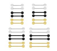 XFSRG 12 Pares Piercing Lengua Pezon 14G Piercing Pendientes Barra Recta 316L Acero Inoxidable Recto Barbells Mujer Hombre Joyas