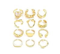 XFSRG 12 Piezas Anillos Mujer Geometría Simple Lujo Ligero Anillo Personalidad Ajustable Joyas de Moda
