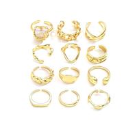 XFSRG 12 Piezas Anillos Mujer Geometría Simple Lujo Ligero Anillo Personalidad Ajustable Joyas de Moda