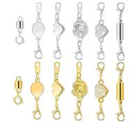XFSRG 12 Piezas Cierres Magnéticos para Pulseras y Collares Cierre de Cadena Broche de Langosta para Collares y Pulseras DIY Joyería Moda Mujeres Chica (Set 1)