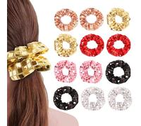 XFSRG 12 Piezas Coleteros Pelo Brillante Scrunchies para Pelo con Lentejuela Goma Pelo Fiesta Carnaval Grandes Coleteros Accesorios para Pelo Disfraz Mujer Cabeza
