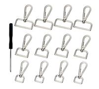 XFSRG 12 Piezas Giratorio Llaveros con Mosquetón Giratorio de 360 Grados Gancho de Mosquetones Anillo en D con Destornillador para Mochila Bolso Bricolaje (Plata)