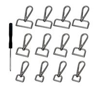 XFSRG 12 Piezas Giratorio Llaveros con Mosquetón Giratorio de 360 Grados Gancho de Mosquetones Anillo en D con Destornillador para Mochila Bolso Bricolaje (Negro)