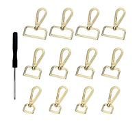 XFSRG 12 Piezas Giratorio Llaveros con Mosquetón Giratorio de 360 Grados Gancho de Mosquetones Anillo en D con Destornillador para Mochila Bolso Bricolaje (Oro)