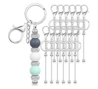 XFSRG 12 Piezas Llavero Kit Hacer Tu Mismo Barra Llaveros de Cuentas Metálicos Manualidades Juego para Colgantes Fabricación de Joyas(Plata)