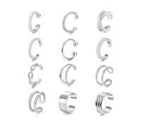 XFSRG 12 Piezas Pendientes Mujer Clips para Orejas Ear Cuff para Cartílago y Oreja Varias Estilos Sin Perforación Hipoalergénicos Ideales Uso Diario Fiesta o Regalo Mujeres Niñas