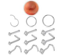 XFSRG 12 Piezas Piercing Nariz Cristales Brillantes Hipoalergénico Piercing Helix Septum Profesional para Hombres y Mujeres