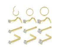 XFSRG 12 Piezas Piercing Nariz Cristales Brillantes Hipoalergénico Piercing Helix Septum Profesional para Hombres y Mujeres