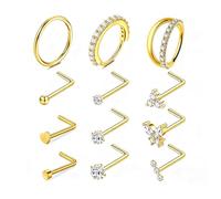 XFSRG 12 Set Piercing Nariz Acero Inoxidable Hipoalergénico Sin Níquel ni Plomo Para Diario Fiestas Conciertos Reuniones con Amigos y Looks Modernos para Mujer y Hombre