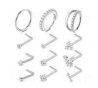 XFSRG 12 Set Piercing Nariz Acero Inoxidable Hipoalergénico Sin Níquel ni Plomo Para Diario Fiestas Conciertos Reuniones con Amigos y Looks Modernos para Mujer y Hombre