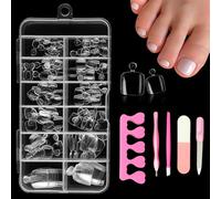 XFSRG 120 Piezas Uñas Falsas Postizadas de Pies 11 Tamaños Artificiales de Cubierta Completa Uñas Falsas de Los Pies con 5 Accesorios Manicura para Mujeres y Niñas Decoración Uñas DIY (17)