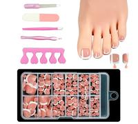 XFSRG 120 Piezas Uñas Falsas Postizadas de Pies 12 Tamaños Artificiales de Cubierta Completa Uñas Falsas de Los Pies con 5 Accesorios Manicura para Mujeres Niñas Salones y DIY (B4)