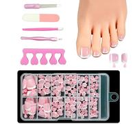 XFSRG 120 Piezas Uñas Falsas Postizadas de Pies 12 Tamaños Artificiales de Cubierta Completa Uñas Falsas de Los Pies con 5 Accesorios Manicura para Mujeres Niñas Salones y DIY (B9)