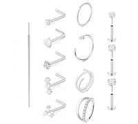 XFSRG 13 Piezas Piercing Nariz Aro Dorado Acero con Circonitas Clavos L y Aros Diseños Variados para Diario Fiesta Layering Hipoalergénico