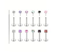 XFSRG 13 Piezas Piercing Nariz Set en Forma de I Anillo Piercing con Cubic Zirconia Hipoalergénico Joyería para Mujer Hombre