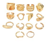 XFSRG 14 Piezas Anillos Mujer Geometría Simple Lujo Ligero Anillo Personalidad Ajustable Joyas de Moda