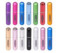 XFSRG 14 Piezas Atomizador de Perfume Recargable Portátil de Colores Metálicos Modernos para Viajes y Uso Diario - Frasco de Perfume Recargable Compacto y Elegante para Hombres y Mujeres