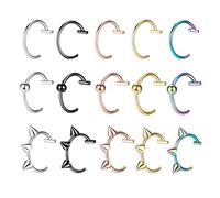 XFSRG 15 Piezas Anillo de Labios Pendiente Anillo de Nariz Acero Inoxidable Piercing Labio Inferior Perforación del Labio Piercings Falsos Mujeres Hombres