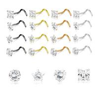 XFSRG 16 Piezas Piercing Nariz Set de Acero Inoxidable Forma Curva con Cubic Zirconia Piercing Joyas para Hombres Mujeres(Multicolor)