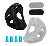 XFSRG 2 Correa de Ronquido Correa de Barbilla Extensible 2 pares Tapones para los Oídos Transpirable Dispositivo Antironquidos para Hombres y Mujeres Stop Ronquidos
