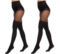 XFSRG 2 Paar Calcetines Hasta la Rodilla Mujer sin Presión Ligeros y Cómodos Medias Largas Sobre Rodilla Elástico Hasta el Muslo Calcetines Talla única (Negro)