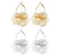 XFSRG 2 Pares Pendientes de Flores Colgantes de Flor Hueca en Relieve