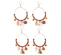 XFSRG 2 pares Pendientes de Halloween Calabaza Murciélago Pendientes de oreja Conjunto de joyas Decoraciones de fiesta de Halloween (Negro-2)