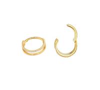 XFSRG 2 PCS Aros Dobles para Mujer con Circonitas Pendientes de Doble Capa Joyería de Moda Accesorios Versátiles para Diario y Fiesta (Oro)