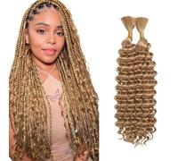XFSRG 2 Pcs Deep Wave Bulk Hair Trenzas Africanas 16-24 Inch Synthetic Braiding Hair Curly Crochet Hair Boho Braids Natural Color for Hair Extensions (27#)
