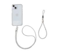 XFSRG 2 Peizas Cuerda para Móvil Brillante con Parche Cordón Teléfono Elegante y Diseño Lanyard Universal Cuerda Movil Colgar Wrist para Todos los Smartphones (Plateado)