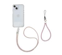 XFSRG 2 Peizas Cuerda para Móvil Brillante con Parche Cordón Teléfono Elegante y Diseño Lanyard Universal Cuerda Movil Colgar Wrist para Todos los Smartphones (Rosa)
