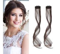 XFSRG 2 Piezas 35 cm Flequillo Postizo Pelo Natural Side Air Bangs Extensión Cabello Extensiones Flequillo para Mujeres y Niñas(Marrón oscuro)
