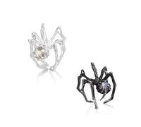 XFSRG 2 Piezas Anillos de Araña Gótico Anillos Punk Vintage Y2K Araña Ajustables Abiertos Conjunto de Joyería para Fiestas Festivales y Bailes de Disfraces (Blanco + Negro)