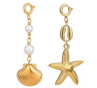 XFSRG 2 Piezas Bikini Charms Concha Estrella de Mar Colgantes Metálicos de Verano Joyería de Playa de Verano Accesorios Elegantes para Mujeres (Dorado 1)
