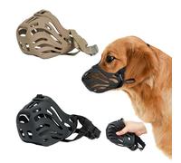 XFSRG 2 Piezas Bozal Perro de Silicona Ajustable Bozal para Perros Transpirable y Suave Bozales para Perros Grandes Medianos y Pequeños Antimosqueo y Mordida (Negro/Marrón 7)