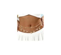 XFSRG 2 Piezas Cadena de Cintura para Mujer con Colgantes Estrella Mar y Concha Bikini Vientre Cinturón Cadena para Mujer Cadenas de Cuerpo Estilo Playa Bohemio (Dorado)