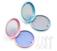 XFSRG 2 Piezas Caja Ferula Dental con Espejo Caja Dentadura Portátil Postiza Cierre Magnético a Presión a Prueba de Polvo Funda Ferula Dental para Viajes y Uso Diario