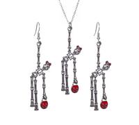 XFSRG 2 Piezas Calavera Joyas de Halloween Mujer Pendientes y Collar Creativos Accesorios Vintage para Halloween Fiestas Festivales de Música